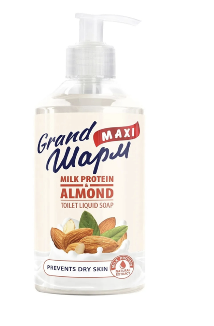 Крем-мило туалетне рідке Grand Шарм (MAXI) MILK PROTEIN & ALMOND 500мл